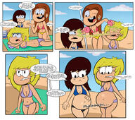 artist_request bikini character:lori_loud character:luan_loud character:sid_chang comic dialogue pregnant swimsuit // 3711x3277 // 3.8MB