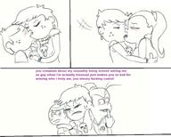 2017 arm_around_shoulders artist:tmntfan85 blushing character:lincoln_loud character:luan_loud character:luna_loud comic dialogue eyes_closed french_kissing frowning half-closed_eyes hand_gesture hand_on_back kiss kissing looking_at_viewer luana lunacoln middle_finger open_mouth shirt_pull sketch text tongue_out // 1424x1143 // 498.7KB