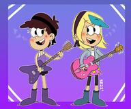 artist:xsunnyeclipse character:luna_loud character:sam_sharp guitar looking_at_another smiling // 3191x2649 // 613.1KB