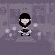 2017 artist:asklucyloud bed blanket candle character:edwin character:lucy_loud comic dialogue doll pillow poster sitting solo text // 1280x1280 // 486KB