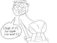 2017 artist:dawnfiend ass bending_over big_ass briefs character:lincoln_loud dialogue freckled_ass frowning looking_at_viewer looking_back open_mouth pants_down presenting presenting_ass sketch talking_to_viewer text underwear // 1000x750 // 171KB