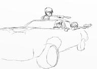 2016 artist:vinnietwotoes car character:lori_loud character:lucy_loud character:luna_loud driving gun sketch // 1689x1201 // 167KB