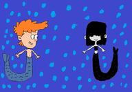 2017 artist:simpsonsfanatic33 character:lucy_loud character:rocky_spokes looking_at_another lucky mermaid merman midriff monster_boy monster_girl nipples simple_background smiling swimming underwater water // 1536x1062 // 95KB
