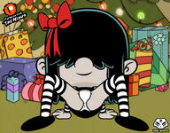 2022 artist:theminus character:lucy_loud christmas looking_at_viewer panties presenting smiling solo spread_legs thigh_highs underwear // 4136x3222 // 2.1MB