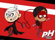 artist:underloudf character:lincoln_loud character:ronnie_anne_santiago holding_weapon parody persona whip // 3000x2200 // 1.9MB