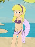 2020 artist:jmdx64 artist:jmx64 bare_breasts beach bikini character:carol_pingrey solo sun swimsuit water // 1280x1729 // 170.6KB