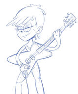 2016 artist:scobionicle99 character:luna_loud freckled_arms freckled_chest freckled_thighs frowning guitar half-closed_eyes holding_object instrument looking_down nude sketch smiling solo // 472x571 // 95.5KB