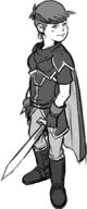2017 alternate_outfit armor artist:hake cape character:luna_loud fire_emblem greyscale headband knight looking_at_viewer parody sketch smiling solo sword // 359x857 // 211KB