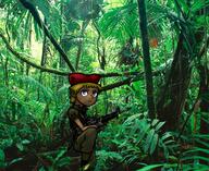 2017 alternate_outfit artist_request beret character:lana_loud gun hat holding_gun holding_weapon jungle looking_at_viewer military_uniform photo solo tree vietnam // 1498x1225 // 3.5MB