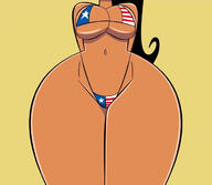 2020 4th_of_july american_flag_bikini artist:ck-draws-stuff bare_breasts big_breasts bikini character:carlota_casagrande commissioner:slim2k16 micro_bikini solo thick_thighs wide_hips // 652x568 // 129KB