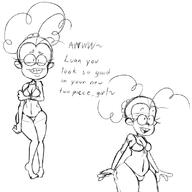 2020 artist:sl0th ass bikini character:luan_loud cleavage looking_at_viewer raceswap smiling solo swimsuit thick_thighs wide_hips // 800x800 // 177KB