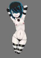 2017 artist:amonzone character:lucy_loud hair_apart hands_behind_head looking_at_viewer nipples panties pose small_breasts smiling solo thigh_highs underwear // 600x849 // 213.3KB