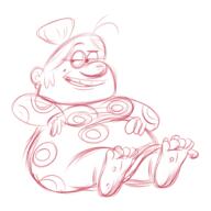 2016 artist:scobionicle99 character:ruth fat feet looking_to_the_side open_mouth sitting sketch smiling solo // 600x600 // 210KB