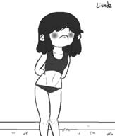 2017 artist:lioxdz blushing bra character:lucy_loud embarrassed hands_behind_back midriff panties solo underwear // 499x588 // 13KB