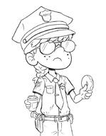 2016 artist:redkaze beverage character:lynn_loud coffee donut gun police police_uniform solo sunglasses // 700x900 // 184KB