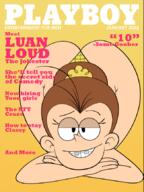 2022 artist:sight_zero ass big_ass character:luan_loud half-closed_eyes looking_at_viewer magazine_cover on_front panties smiling solo text thick_thighs underwear wide_hips // 650x864 // 99.6KB