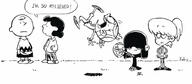 2017 ball character:charlie_brown character:lincoln_loud character:lucy_loud character:lucy_van_pelt character:lynn_loud crossover dialogue falling football group open_mouth parody peanuts smiling text // 1024x447 // 75KB