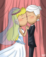2019 aged_up alternate_outfit artist:julex93 blushing character:lincoln_loud character:lola_loud eyes_closed hand_holding kiss kissing lolacoln suit tears wedding wedding_dress // 2000x2500 // 2.8MB