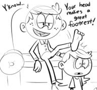2016 artist:dipper character:lincoln_loud character:lola_loud couch dialogue pajamas sketch sleepwear text unusual_pupils // 400x370 // 91KB