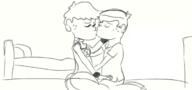 2017 artist:tmntfan85 ballon bed character:lincoln_loud character:luna_loud edit eyes_closed hand_on_cheek holding_object kissing looking_up lunacoln on_knees sketch smiling // 1240x580 // 213.4KB