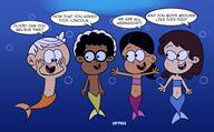 2024 artist:universepines7102 character:clyde_mcbride character:lincoln_loud character:ronnie_anne_santiago character:sid_chang clidonniecoln dialogue mermaid underwater // 4200x2600 // 1.1MB