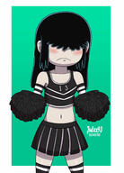 2020 alternate_outfit artist:julex93 blushing character:lucy_loud cheerleader cheerleader_outfit cleavage embarrassed midriff solo // 1800x2500 // 314.7KB