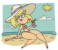 2019 artist:jose-miranda ass barefoot beach big_ass bikini character:rita_loud holding_beverage solo sun_hat swimsuit thick_thighs wide_hips // 1376x1200 // 121.6KB