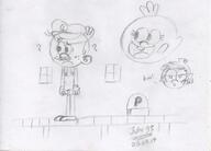2017 ? artist:julex93 character:lily_loud character:lincoln_loud character:lisa_loud ghost looking_to_the_side open_mouth parody raised_eyebrow sketch smiling super_mario_bros video_game // 850x610 // 110.4KB