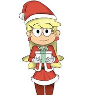 2017 alternate_outfit artist:extricorez character:leni_loud christmas christmas_outfit comic gift holding_object looking_at_viewer santa_dress santa_hat santa_outfit smiling solo // 1280x1280 // 358KB