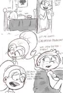2016 artist:jumpjump bed character:lincoln_loud character:luan_loud comic comic:the_loud_comic crying dialogue half-closed_eyes luancoln lying open_mouth sad sketch smiling text // 1300x1900 // 1.4MB