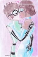 2023 aged_up alternate_hairstyle alternate_outfit artist:mishizuri ass_grab character:darcy_helmandollar character:lisa_loud darsa dress eyes_closed french_kissing glasses gloves hand_on_ass hand_on_back hand_on_shoulder hearts hug hugging interracial kiss kissing latex makeup open_mouth tongue_out yuri // 1164x1752 // 925KB