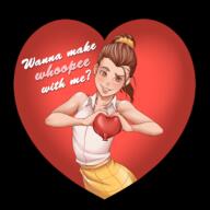 artist:kyder character:luan_loud heart heart_eyes heart_gesture looking_at_viewer smiling solo text valentine's_day // 750x750 // 277KB