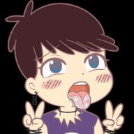 2017 ahegao artist:phee blushing character:luna_loud hand_gesture ohayou solo tongue_out transparent_background // 724x724 // 210KB