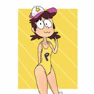 2017 artist:pyg cat_smile character:polly_pain hat looking_at_viewer one_piece_swimsuit smiling solo squinting swimsuit wide_hips // 1000x1000 // 79KB