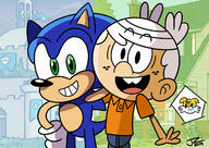 artist:jake-zubrod character:lincoln_loud character:miles_tails_prower character:sonic_the_hedgehog crossover looking_at_viewer peace_sign smiling sonic_the_hedgehog // 1280x906 // 210.9KB