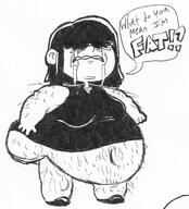 2021 artist:smoke belly big_belly black_and_white character:lucy_loud crying dialogue fat hairy hairy_arms hairy_belly hairy_legs solo tears text // 1374x1518 // 1.3MB