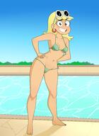 artist:rodjim bikini character:leni_loud hands_on_hips looking_at_viewer smiling solo swimsuit tagme water // 2800x3850 // 1.9MB