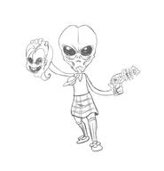 2017 alien artist:baryl character:luan_loud gun holding_gun looking_at_viewer mask solo // 616x638 // 74KB