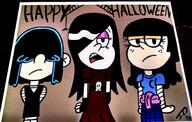artist:jake-zubrod character:haiku character:lucy_loud character:maggie half-closed_eyes halloween looking_at_viewer text // 960x610 // 76KB
