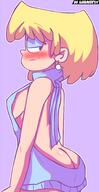 2017 alternate_outfit artist:lueduartv ass bare_breasts blushing character:lori_loud half-closed_eyes looking_back looking_to_the_side meme rear_view smiling solo sweater virgin_killer_sweater // 1052x2050 // 364KB