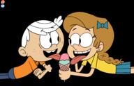 2020 arms_crossed arms_support character:girl_jordan character:lincoln_loud eating food hand_support holding_food ice_cream jordancoln looking_at_another lying on_front open_mouth smiling tongue_out transparent_background // 5121x3313 // 1.1MB