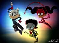 artist:ozjim11 character:clyde_mcbride character:lincoln_loud character:ronnie_anne_santiago holding_weapon parody persona whip // 2660x1960 // 7.8MB