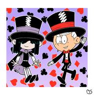 2022 alternate_outfit artist:muffinzzstudio bow_tie cape character:lincoln_loud character:lucy_loud hat looking_at_viewer magician smiling top_hat // 2556x2603 // 2.1MB
