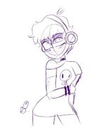 2017 artist:saltydweeb character:luna_loud freckled_arms freckled_shoulders frowning holding_arm looking_at_viewer looking_to_the_side sketch solo // 531x714 // 61KB