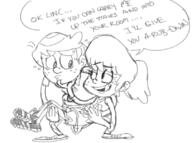 2016 artist:drawfriend bridal_carry carrying character:lincoln_loud character:lynn_loud dialogue lynncoln sketch text // 808x603 // 183KB