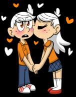 artist_request blushing character:lincoln_loud character:linka_loud hand_holding hearts kiss linkacoln selfcest transparent_background // 1101x1392 // 450KB