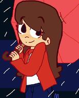 alternate_outfit character:lynn_loud hair_down looking_at_viewer rain smiling solo umbrella // 552x690 // 46.7KB
