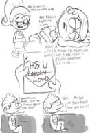 2016 arms_crossed artist:jumpjump bed character:lincoln_loud character:luan_loud comic comic:the_loud_comic half-closed_eyes holding_object luancoln lying sad sitting sketch text // 1300x1900 // 1.1MB