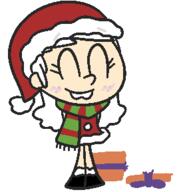 2016 artist:skeluigi character:linka_loud christmas christmas_dress eyes_closed genderswap gift holiday santa_hat scarf smiling solo // 269x289 // 6.4KB