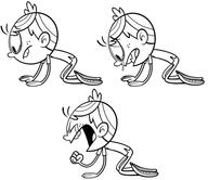angry black_and_white character:lincoln_loud crying on_all_fours // 600x518 // 87.3KB